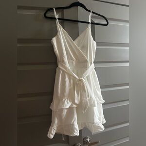 Blue Blush, Size Medium, White dress with lining